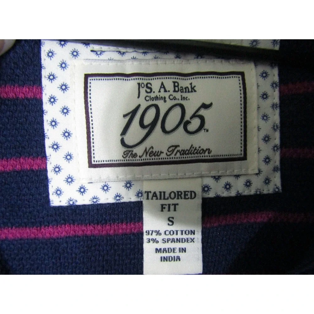 Jos A Bank 1905 Navy Pink Striped Quarter Zip Pullover Sweater Size‎ S